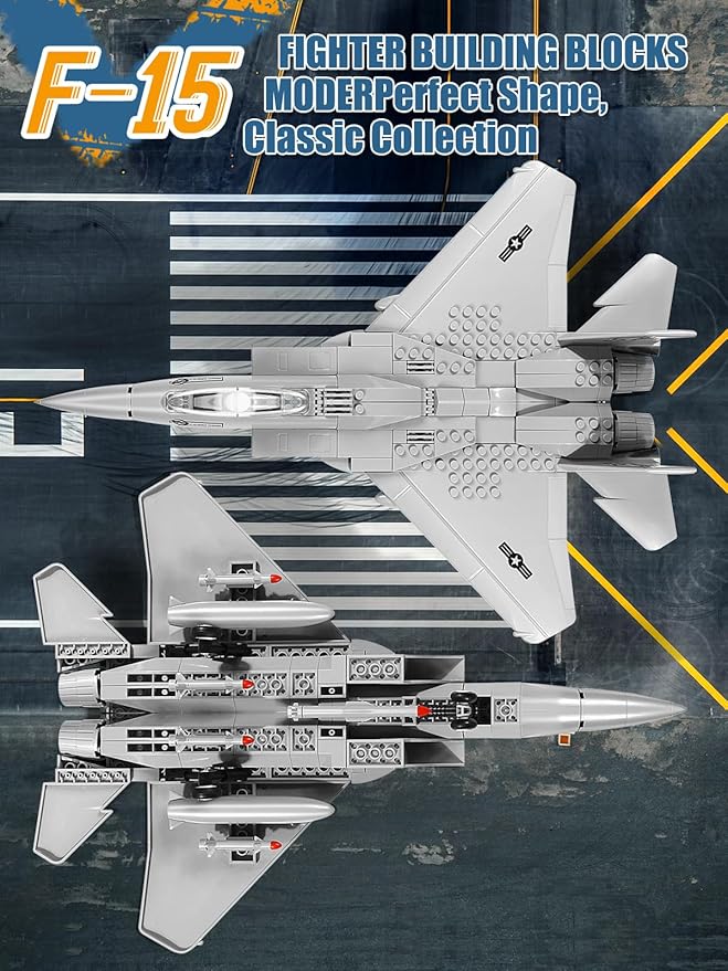 Military F-15 Eagle Fighter Jet Building Blocks Set 270 Pieces Air-Force Build Blocks Toy Airplane Great Gift for Boys Kids and Teens Compatible with All Building Bricks Planes and Jets