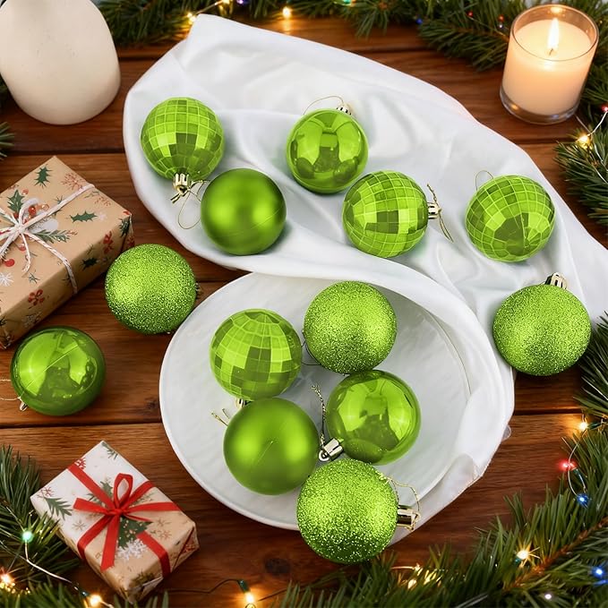 2.36" Christmas Balls Christmas Tree Ornaments Shatterproof Plastic Holiday Ornament Festival Hanging Ball Holiday Decorations Set of 24pcs