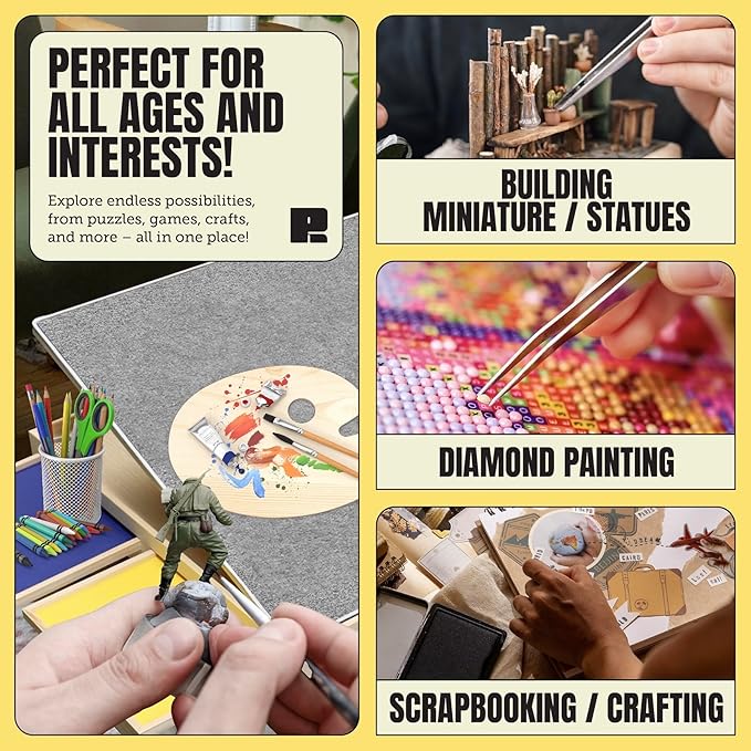 Puzzle Ready Tilting Puzzle Board with Drawers, Cover Mat & Felt Surface – 1000-Piece Wooden Jigsaw Table, 24"x 30", Portable - 3 Adjustable Puzzle Table Angles