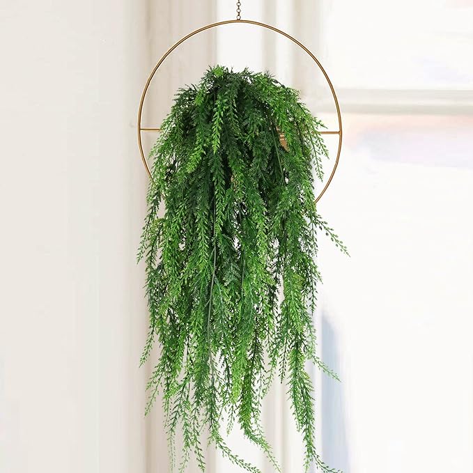 RECUTMS 31.5”Artificial Hanging Plants Christmas Fake Ivy Leaves Decoration Fern Vine for Indoors Outdoors, Faux Foliage Greenery Decor Living Room Balcony Garden 4 pcs (Green)