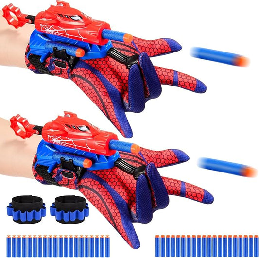 2 Sets Superhero Web Shooters for Kids Age 3-7,Adjustable Wrist Launcher Slinging Toy Set with 40 Darts,Ideal Birthday for Boys & Girls Imaginative Role-Play Costume Accessory