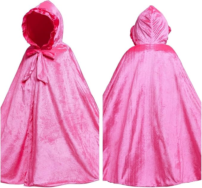 Newland Princess Costume for Girls - Princess Cape Long Hooded Velvet Cloak Princess Accessories Size M: 4-8Y/L: 8-12Y
