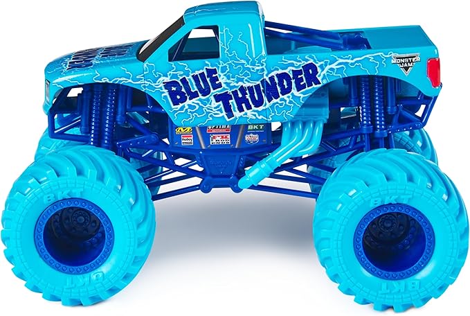 Monster Jam, Blue Thunder Monster Truck - Aqua - 1:24 Scale Die-Cast Vehicle-Chrome Rims and BKT Tread Tires for Playsets, Collectible for Fans & Birthday Parties, Kids Toys Ages 3+