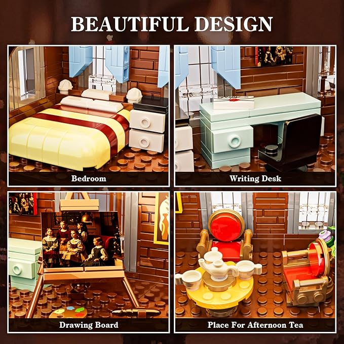 Little Women House Building Set with LED Light, Christmas Holiday Winter Snow House Kit, Compatible with Lego House Building Blocks Model Toys, Christmas or Festival Gifts (1445 PCS)