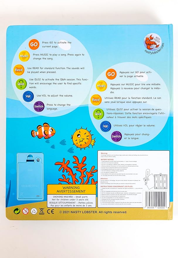 English and French ABC Learning for Children, Interactive Kids Book, Fun Educational Toy to Learn Letters and Words, Bilingual AudioBook for Toddlers (Ages 3+) Boys / Girls