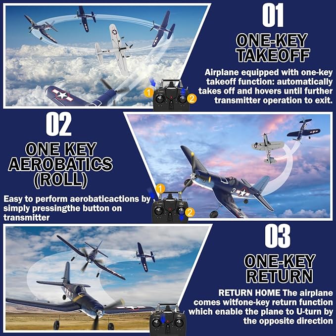 LEAMBE 4 Channel RC Plane - Ready to Fly Aerobatic Aircraft, Easy Control for Beginners, F4U Corsair RC Airplane Best Gift for Kids
