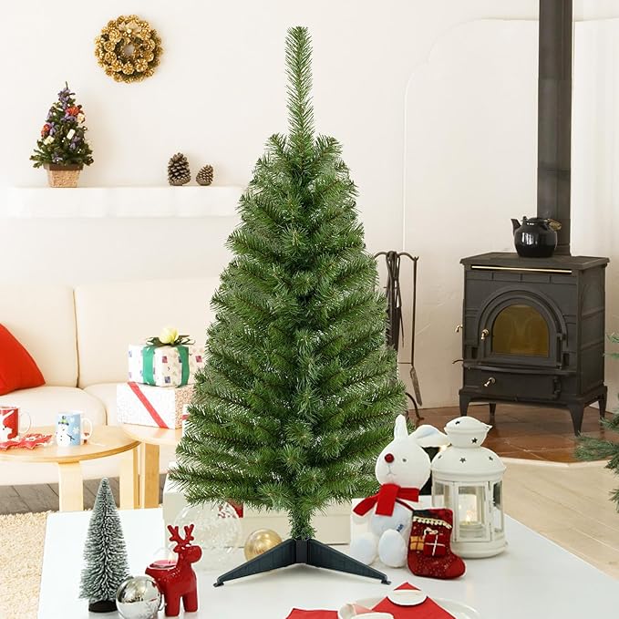 GOLFLAME 3FT Artificial Christmas Tree, Premium Mini Xmas Pine Tree with Stand Base Thicken Tips, Great Holiday Decoration (Green)