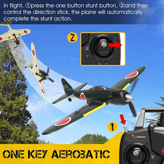 Romote Control Airplane Zero Fighter, 4 Channel RTF RC Plane with 6-Axis Gyro, WW2 Warbird Aircraft Toy Gift for Adults & Kid