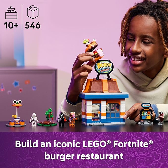 LEGO Fortnite Durrr Burger Restaurant Kids Toy - Video Game Building Set for Boys & Girls, Ages 10+ - Fortnight Minifigures Beach Boss, Grimy, and More - Gift Idea for Birthdays & Gaming Fans - 77076