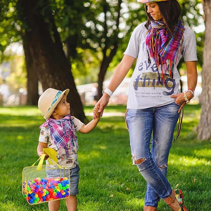 8 Packs 8 Colors Large Toy Storage Bags, Reusable Clear PVC Board Game Storage, Toy Organizers and Storage Bags with Zipper for Building Blocks, Puzzle and Handmade Accessories, Clear Toiletry Bag