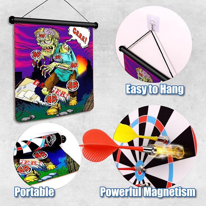 Magnetic Dart Board for Kids, Double-Sided Dart Board with 12 Magnetic Darts, Indoor/Outdoor Fun Party Game Toy, Birthday Gift for Ages 3 4 5 6 7 8 9 10 11 12 Year Old Boy Girl