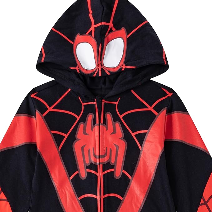 Marvel Miles Morales Spider-Man Boys Cosplay Hooded Coverall for Toddlers and Big Kids
