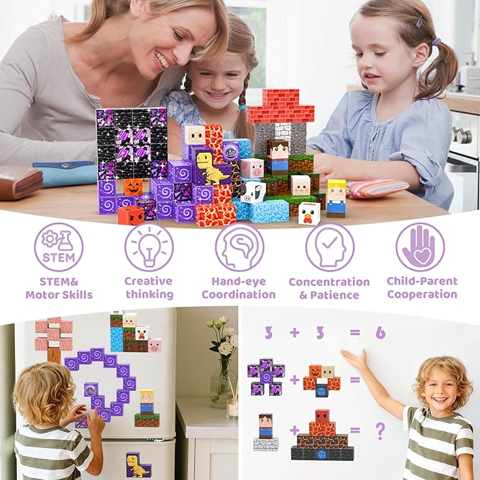 150 PCS Magnetic Blocks for Kids Ages 3 4 5 6 7 8 9 10, STEM Sensory Building Toys, Magnetic Toys, Christmas Birthday Gifts for Toddlers Boys & Girls