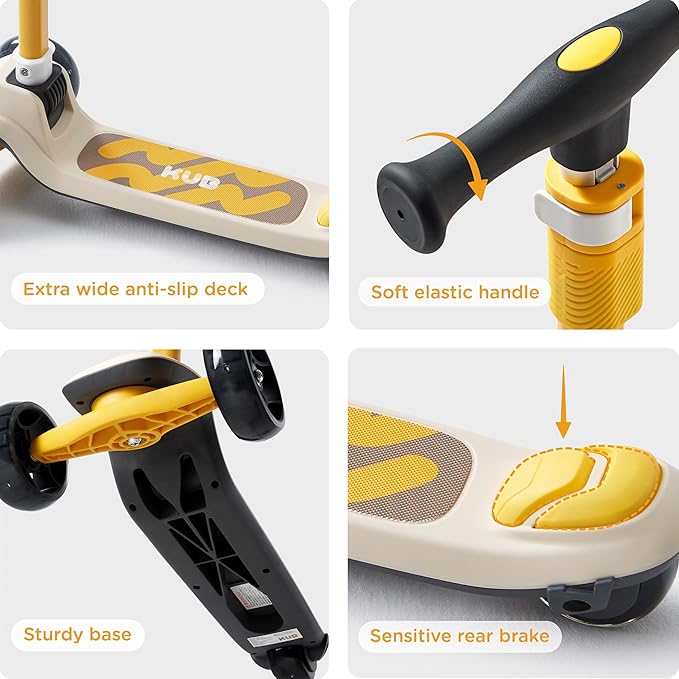 Kids Scooter, 3 LED Lighted Wheels, Any Height Adjustable Handlebar & Lean-to-Steer, Anti-Slip Deck, Easy-Fold Mechanism, Three-Wheel Scooter for Kids Ages 3-14