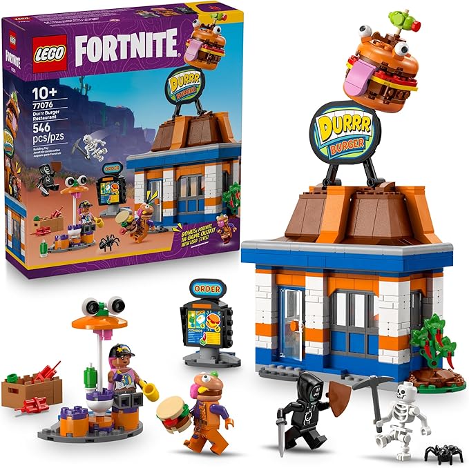LEGO Fortnite Durrr Burger Restaurant Kids Toy - Video Game Building Set for Boys & Girls, Ages 10+ - Fortnight Minifigures Beach Boss, Grimy, and More - Gift Idea for Birthdays & Gaming Fans - 77076