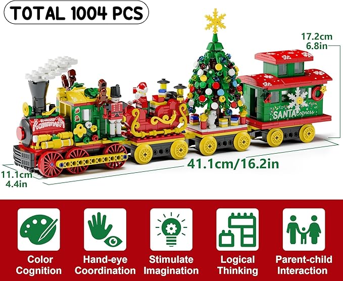 Advent Calendar 2025 Christmas Gifts for Kids Adults Teens, Christmas Train Building Blocks Holiday Gifts New Year Gift Box with Tree Santa Nutcracker Toys Set for Boys Girls Women Men Age 6+