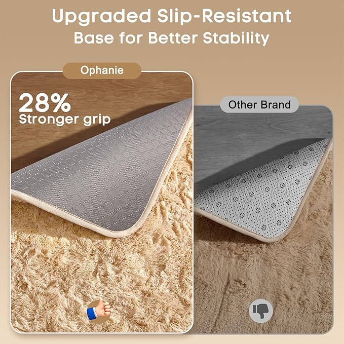 Ophanie Beige Rugs for Bedroom Living Room, Fluffy Fuzzy Furry Carpet, Plush Soft Shaggy Bedside Indoor Floor 4x6 Area Rug for Kids Girls Boys Baby Teen Dorm Nursery Home Decor Aesthetic