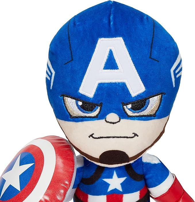 Marvel Plush Character Figure, 8-Inch Captain America Super Hero Soft Doll in Fun-to-Touch Fabrics, Collectible Gift for Kids & Fans Ages 3 Years Old & Up
