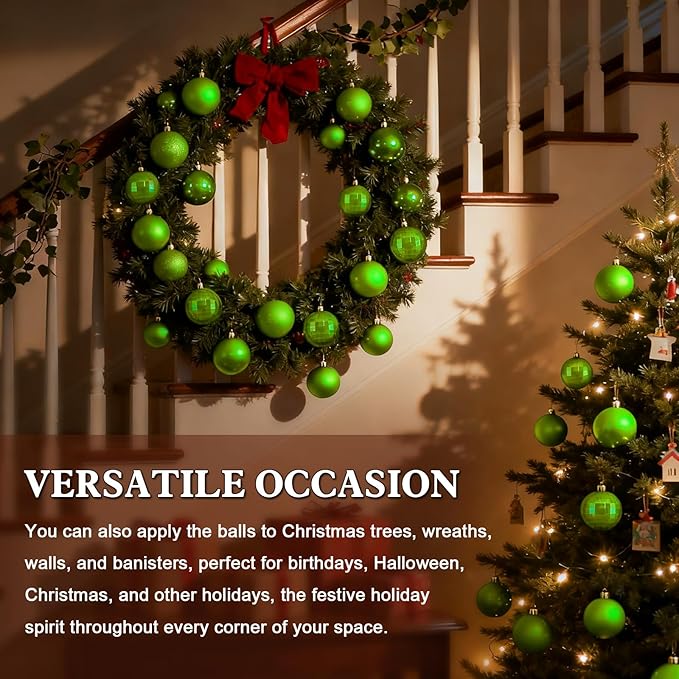 2.36" Christmas Balls Christmas Tree Ornaments Shatterproof Plastic Holiday Ornament Festival Hanging Ball Holiday Decorations Set of 24pcs