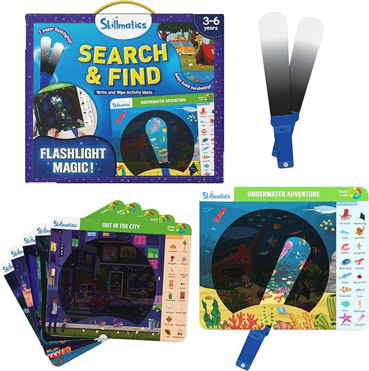 Skillmatics Preschool Learning Activity - Search and Find Flashlight Magic, Educational Game for Kids, Toddlers Who Love Toys, Art & Craft Activities, Gifts for Girls and Boys Ages 3, 4, 5, 6