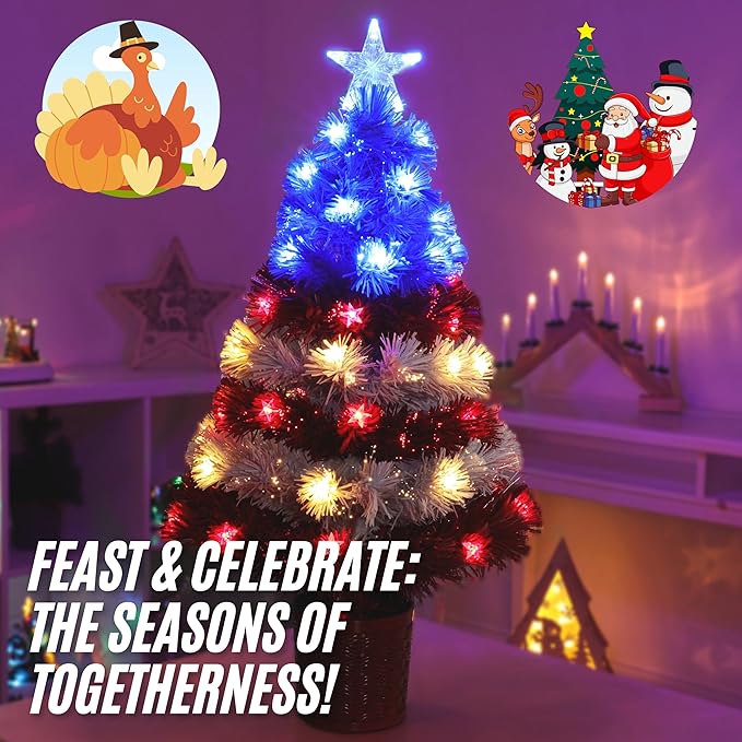 Christmas Concepts® 36" Fibre Optic LED American Flag Christmas Tree - USA Red, White & Blue Christmas Decorations - Indoor & Outdoor Use