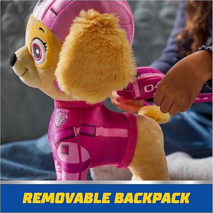 PAW Patrol: Air Rescue, Skye Plush Toy, 12-Inch Tall, Premium Stuffed Animals, with Removable Backpack, Kids Toys for Boys and Girls Ages 3 and up