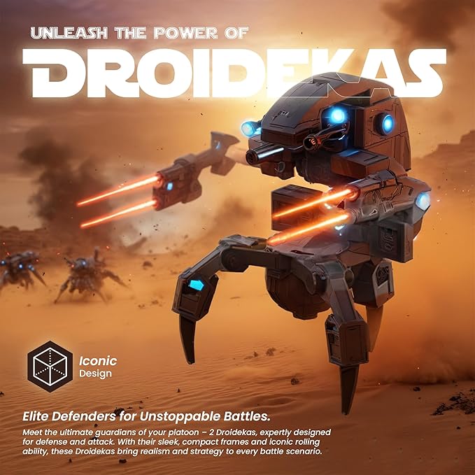 58-Piece Battle Droid Platoon Carrier Attack Craft with 2 Droideka, Building Blocks Compatible with Major Brands, Battle Soldiers Action Figures with Weapons, Clone Army Building Kit for Star Fans