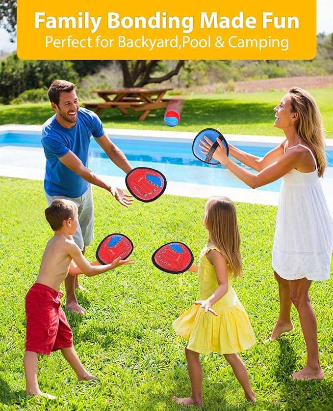 JoyCat Toss and Catch Ball Game Set,Sticky Toddler Baseball Training Glove,Beach Toys Yard Games,Kids Outdoor Games for Adults and Family,Outside Toys for 3 4 5 6 7 8 9 10+Year Old Boys Girls Gifts