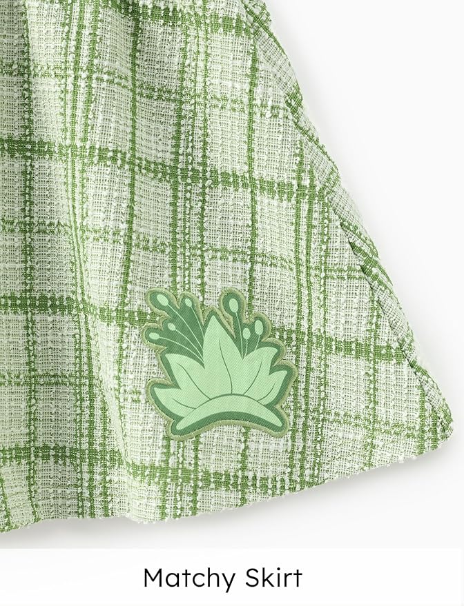 Disney Frozen Elsa Stitch Princess Moana Minnie Toddler Girl 2 Piece Outfit Kid Pearl Button Knit Top & Tweed Skirt Set 2-13Y