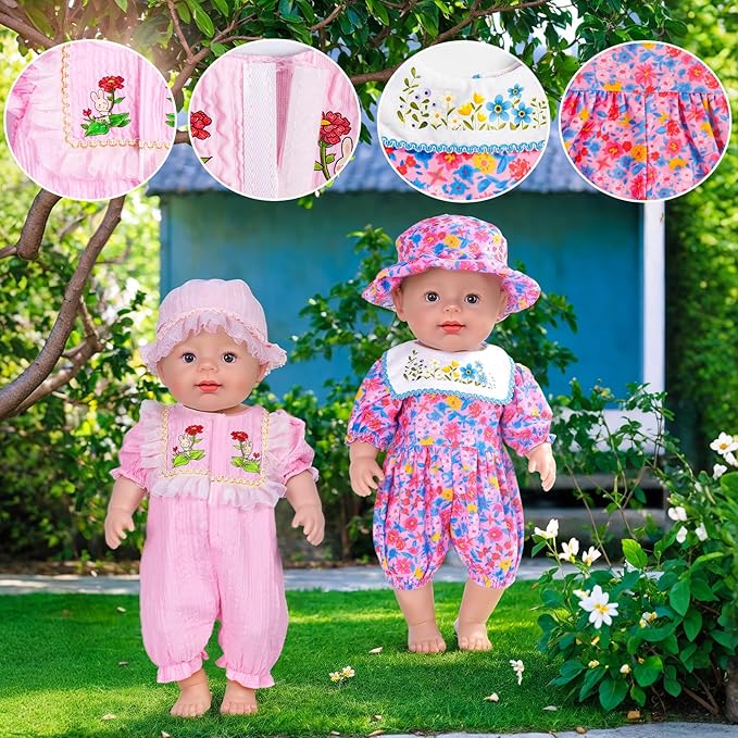 6 Sets 14-16 Inch Baby Doll Accessories & Clothes - Dress Outfits Headbands Accessories fits New Born 43cm Doll, 15 inch Baby Doll