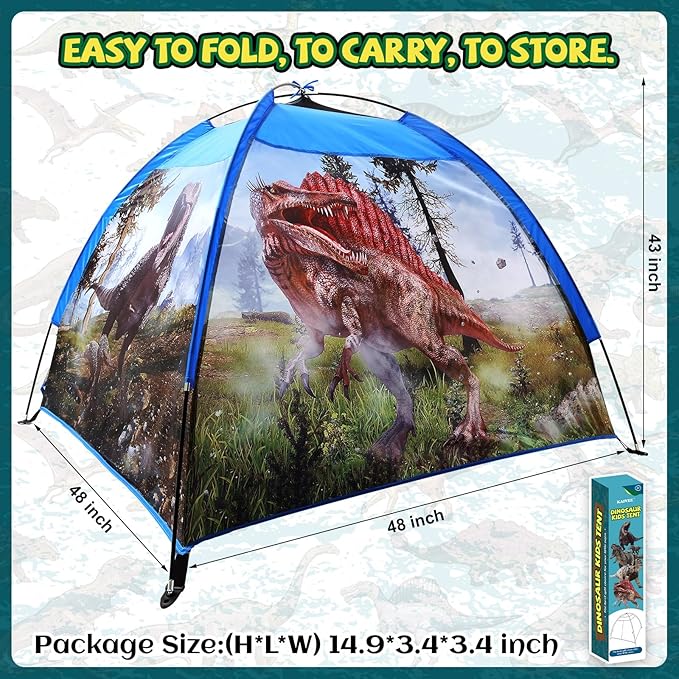 Dinosaur Kids Play Tent 48 * 48 * 43 inch Realistic Toddler Kids Tent as Dinosaur Toys Perfect for Boys Girls Ages 3 4 5 Indoor Outdoor Adventures as Gift Playhouse for Holidays Present