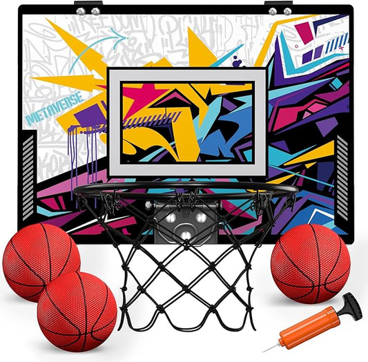 Basketball Hoop Indoor Basketball Toy Gifts for Kids Boys Girls Teens Adults, Suit for Bedroom/Office/Outdoor/Pool, Black