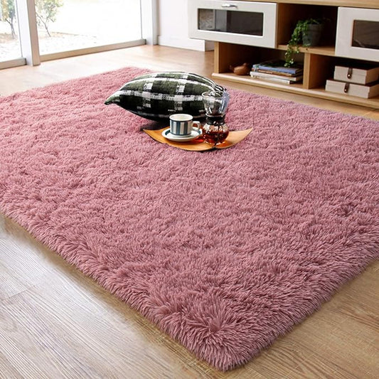 Ompaa Fluffy Rug, Super Soft Fuzzy Area Rugs for Bedroom Living Room - 5' x 8' Large Plush Furry Shag Rug - Kids Playroom Nursery Classroom Dining Room Decor Floor Carpet, Blush
