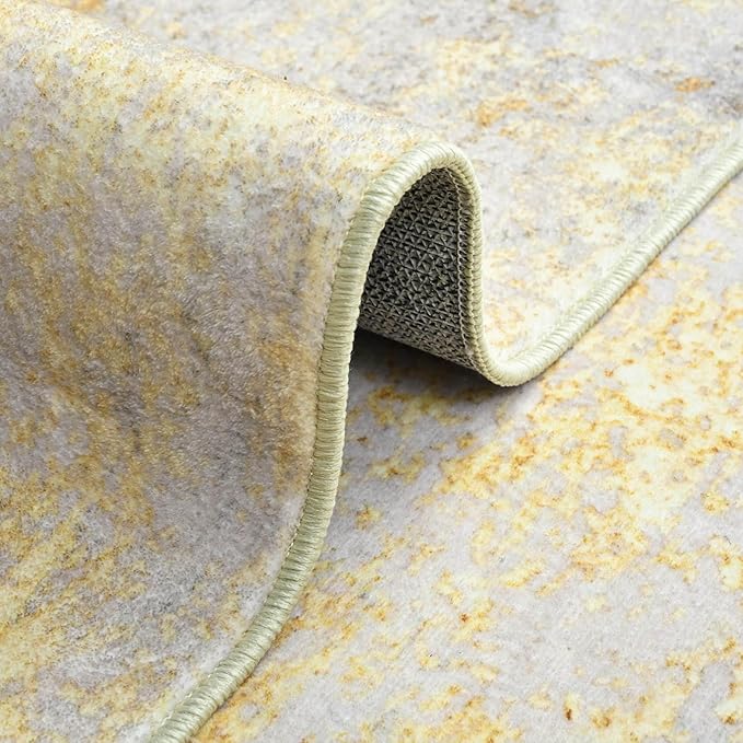 Ompaa Living Room Rug 8x10 Area Rugs Washable Abstract Boho Large Carpet Non-Slip Non-Shedding Faux Wool Indoor Vintage Rug for Bedroom, Classroom, Dining Room, Kids Playroom (Orange, Silver & Gray)