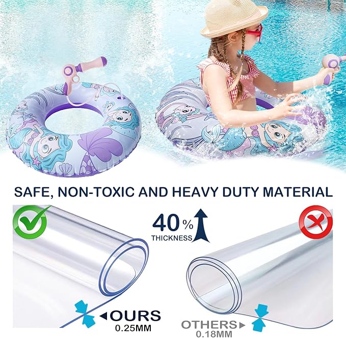 Inflatable Pool Float with Water Gun, Floaties for Adults Teens and Kids, Pool Toys for Kids Ages 8-12, Beach Inner Pool Tubes for Floating, Summer Fun Pool Party Swim Ring