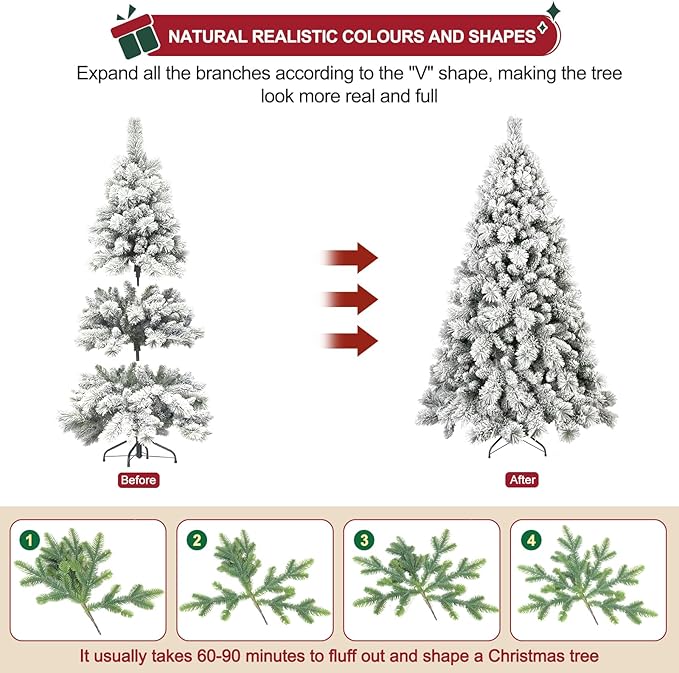 Flocked Christmas Tree 9ft, Christmas Tree -Full Christmas-Trees Snow Xmas Trees