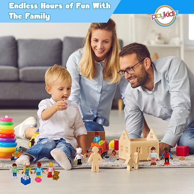 8 Toy Figures & Playsets, 2 Inch Play Peoples Set, Early Development Family Figurines for Kids, Pretend Play Toys for Children 3+ (23Pcs)