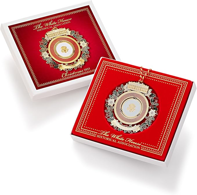 Official 2025 White House Christmas Ornament – Honors 150 Years of White House State Dinners, 24k Gold-Finished Brass, Includes Ribbon & Booklet, Collectible Gift in Keepsake Box, Made in USA
