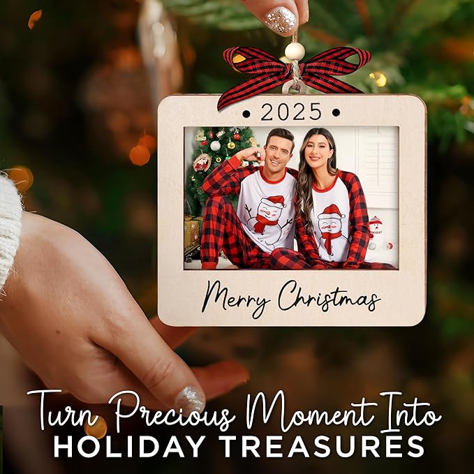 2025 Christmas Ornament Picture Frame - Couple Photo Frame Ornaments - Picture Frame Ornament For Tree - Merry Christmas Ornaments With Picture Insert - Christmas Gift For Family, Friends