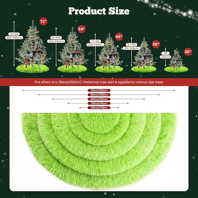 iMucci 48inch Christmas Tree Skirt Wool Fur Green Tree Skirt Small Tree Skirts Green Trees Skirt Holiday Party Decoration
