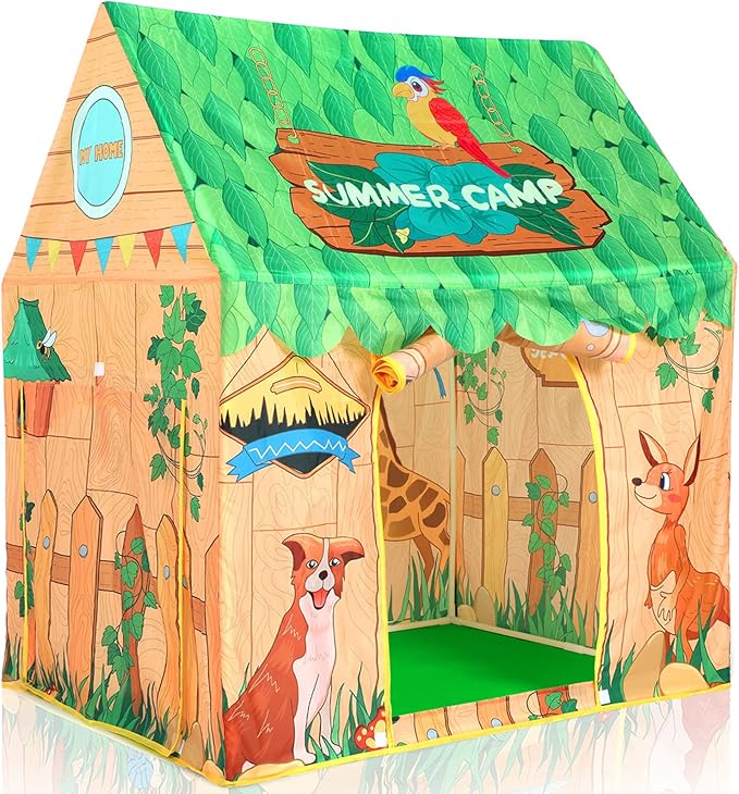 SweHouse Kids Play Tents Indoor: Cute Forest Play Pouse Tent for Kids with Star Lights - Toddler Play Tents Boys Fort Play Area Decorations for Birthday