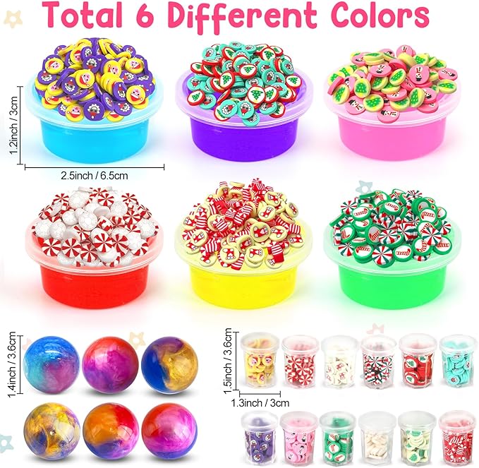 Advent Calendar 2025 Slime Christmas Countdown Calendars 24 Days of Surprises with DIY Clay Fluffy Slime Kit Gifts for Toddler Kids Boys Girls 4 5 6 7 8 9 10 11 12 Year Old Classroom Prizes