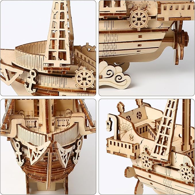 3D Wooden Puzzle for Adults, DIY Ship Model, Creative Assembly Model Building for Adults, DIY Assembly Puzzle, Woodcraft Kit for Christmas Day