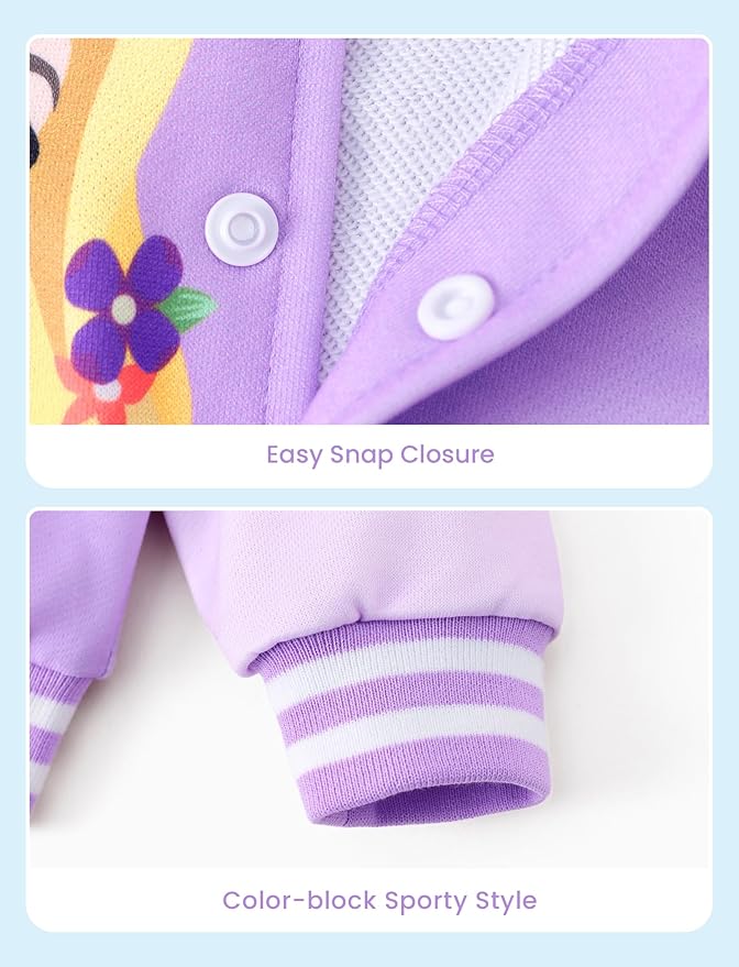 Disney Minnie Mickey Stitch Princess Frozen Elsa Marvel Jacket Lightweight Coat Button up Color Block Sweatshirt 2-14 Years