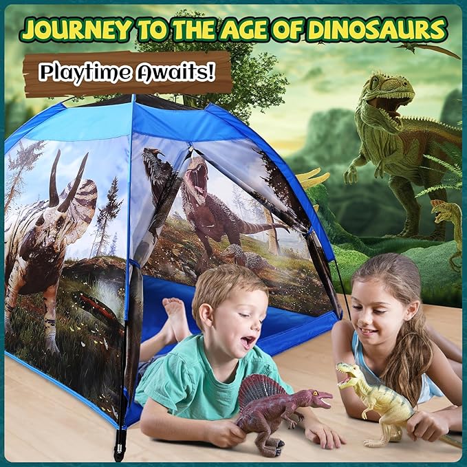 Dinosaur Kids Play Tent 48 * 48 * 43 inch Realistic Toddler Kids Tent as Dinosaur Toys Perfect for Boys Girls Ages 3 4 5 Indoor Outdoor Adventures as Gift Playhouse for Holidays Present