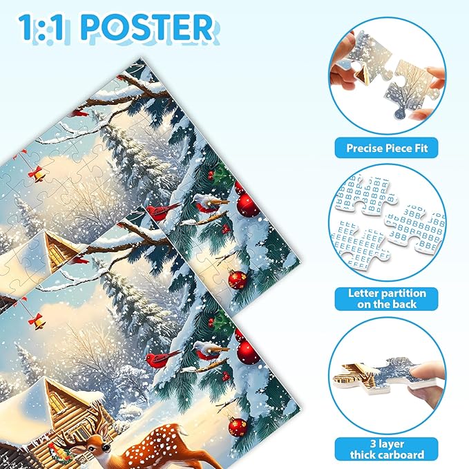 100 Piece Puzzles - Four Seasons Scenery Large Piece Puzzles for Senior Adults Kids Puzzle Ages 5-8 Jigsaw Puzzle for Kids Ages 4-6 6-8 8-10 Year Old Educational Toys for Girls Boys 4-Pack