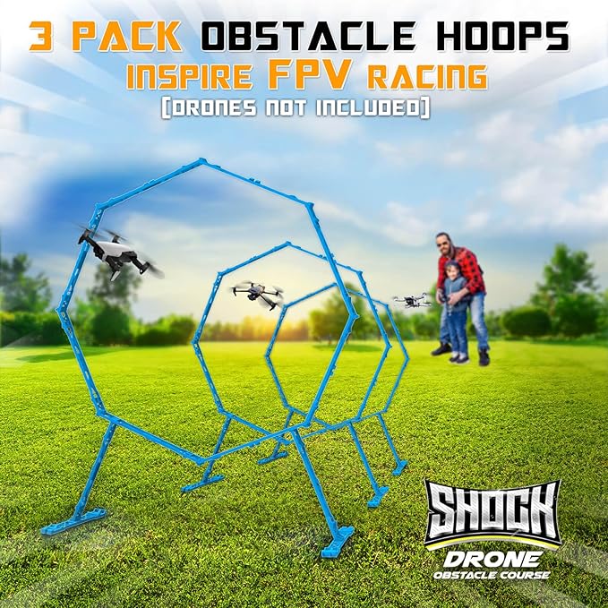 Drone Obstacle Course, Includes 3 Pack Easy to Build Obstacle Hoop, FPV Racing Drone Loop Gate, Suitable Competition RC FPV Racing of Drones or Model Aircraft Games for Age 6-12 Kids or Adults