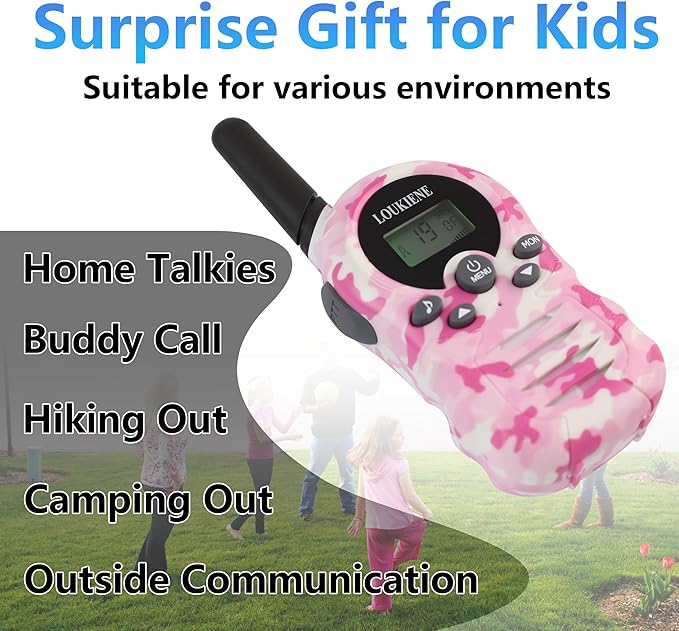 Walkie Talkies for Kids 22 Channels 2 Way Radio Walkie-Talkie Toy with Backlit LCD, 3 KMs Range for 3-12 Year Old Boys Girls Camping Hiking Outdoor Adventure Games (1 Pair, Pink Camo)