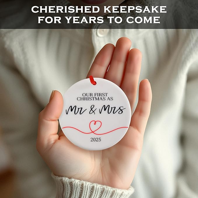 Our First Christmas as Mr and Mrs 2025 Ornament 3 Inch, Mr and Mrs Ornament, Mr and Mrs Christmas Ornament, 1st Christmas Tree Decor 2025 Wedding, 2025 Married Tree Decor, Wedding Xmas Gift