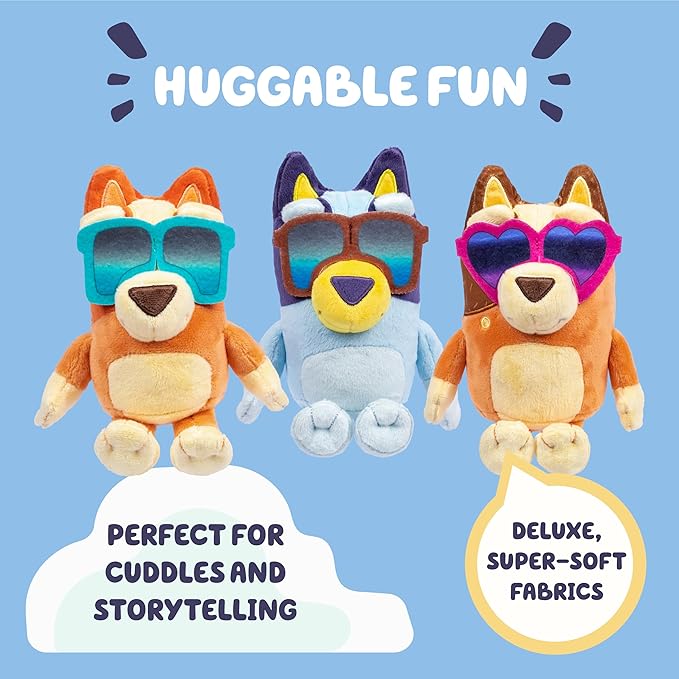 Bluey Big Heeler 4WD and Family Toddler Toy Car, Bingo and Chilli Plush Buddies, Opening Hood Storage, Car Toys for Kids 3+, Amazon Exclusive